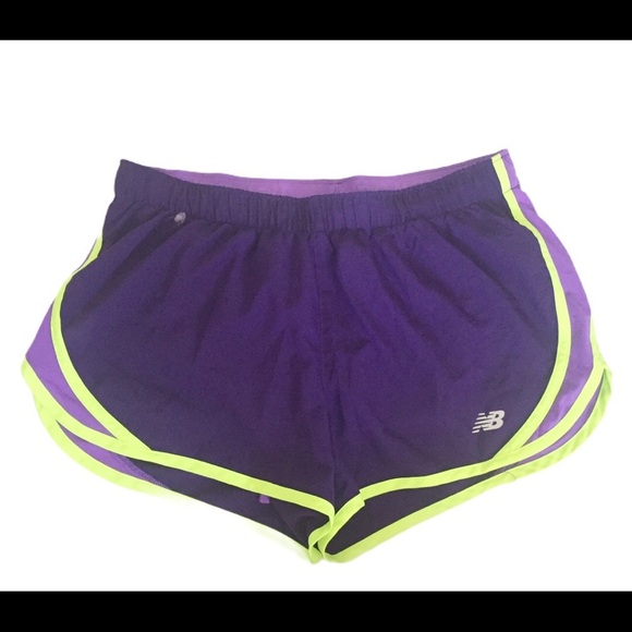 NEW BALANCE Accelerate Shorts With Drawstring Waistband Green/Purple Size Small - Picture 3 of 9